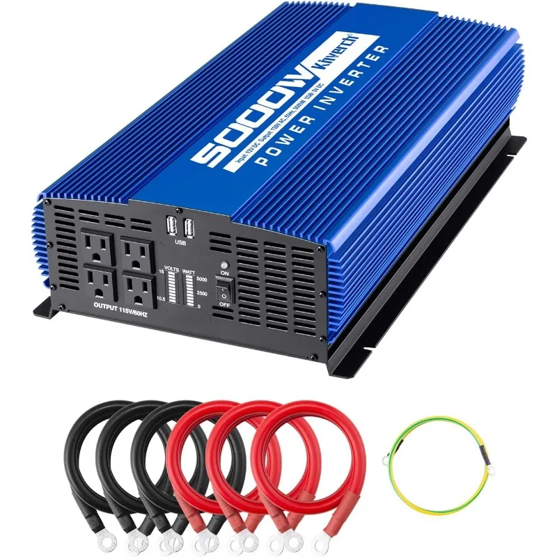 5000W Power Inverter 12V to 110V Car Inverter with 4AC Outlets 2USB Ports for Camping/Truck/RV/Home