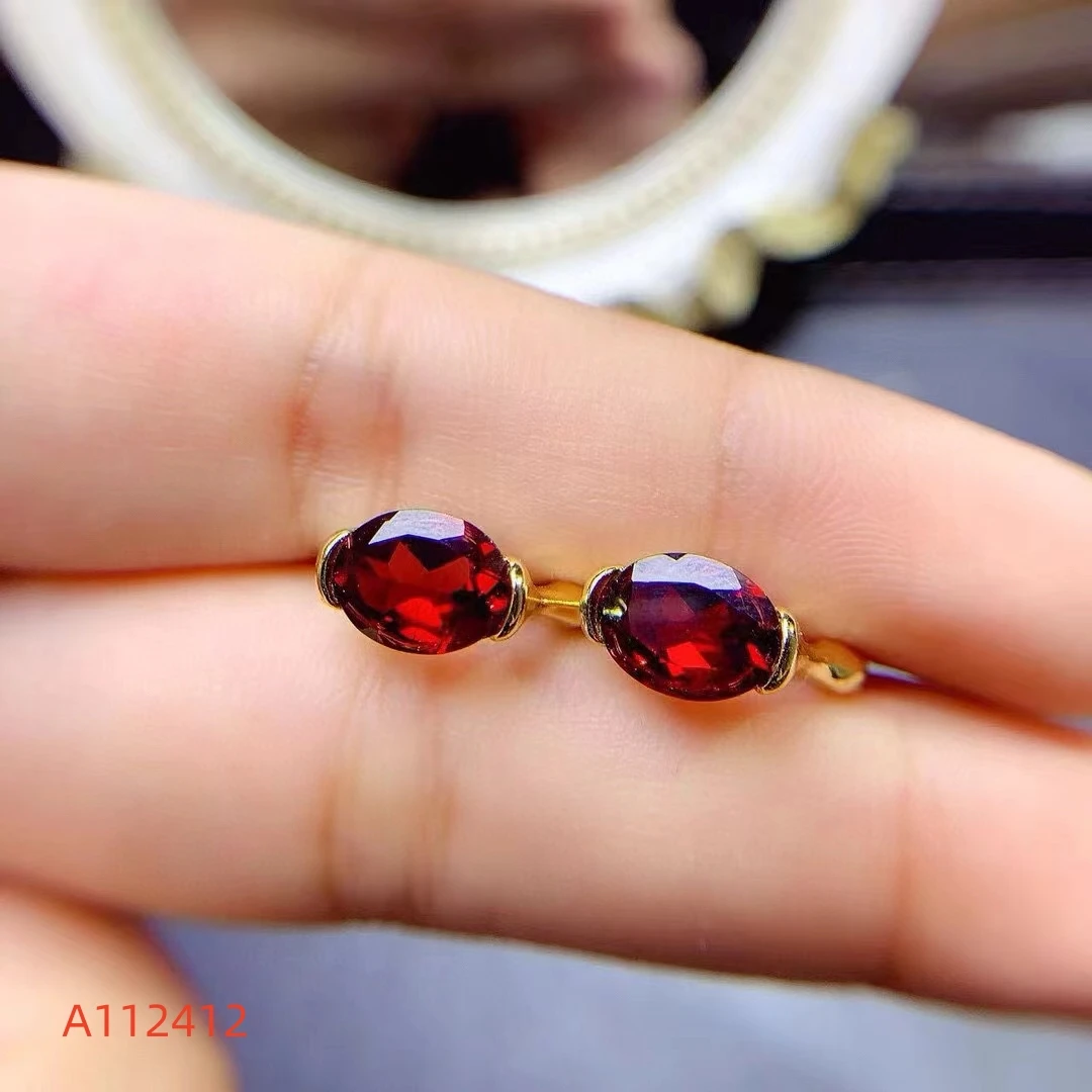 Fine Jewelry Natural Magnesium Aluminum Garnet Women's Ear Buckle S925 Pure Silver Inlaid High Clarity Support Testing