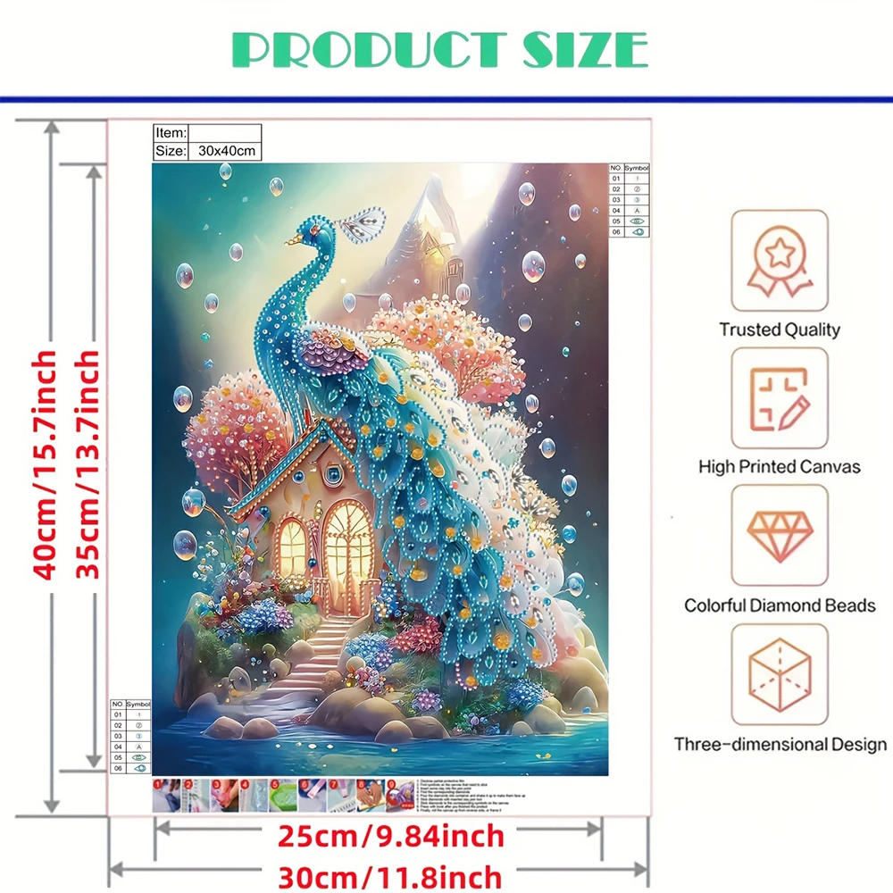 HOMFUN 5D pittura diamante fai da te forma speciale trapano animale sogno pavone cristallo ricamo strass decorazione della parete di casa regalo