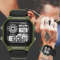 Männer Sport Uhren Wasserdicht Retro Digitale Uhr Für Männer LED Elektronische Uhr Design Nylon Military Mann Armbanduhr Reloj Hombre