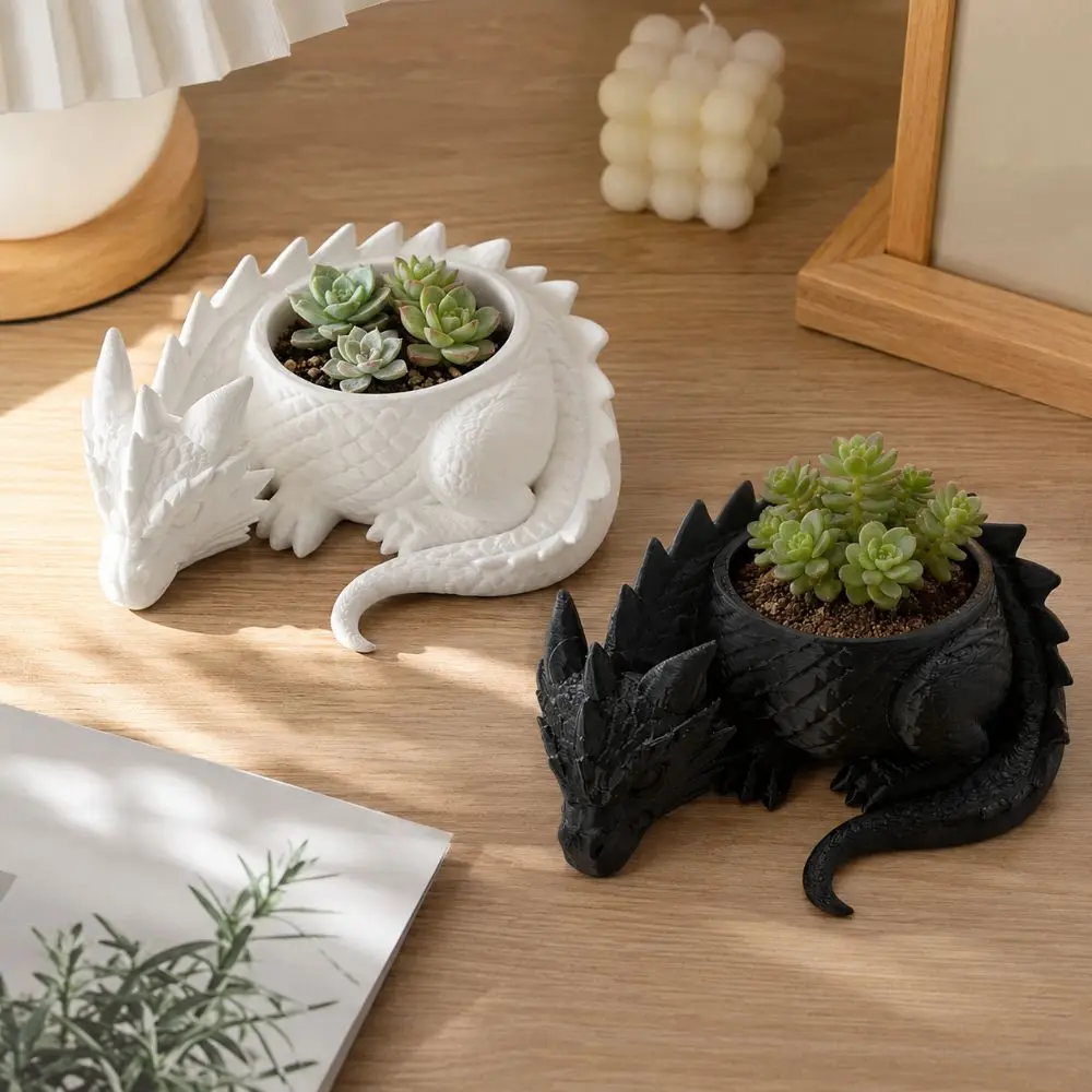 3D Printed Dragon Shaped Plant Pot Mini Funny Animals Flower Pot Handmade Lightweight Succulent