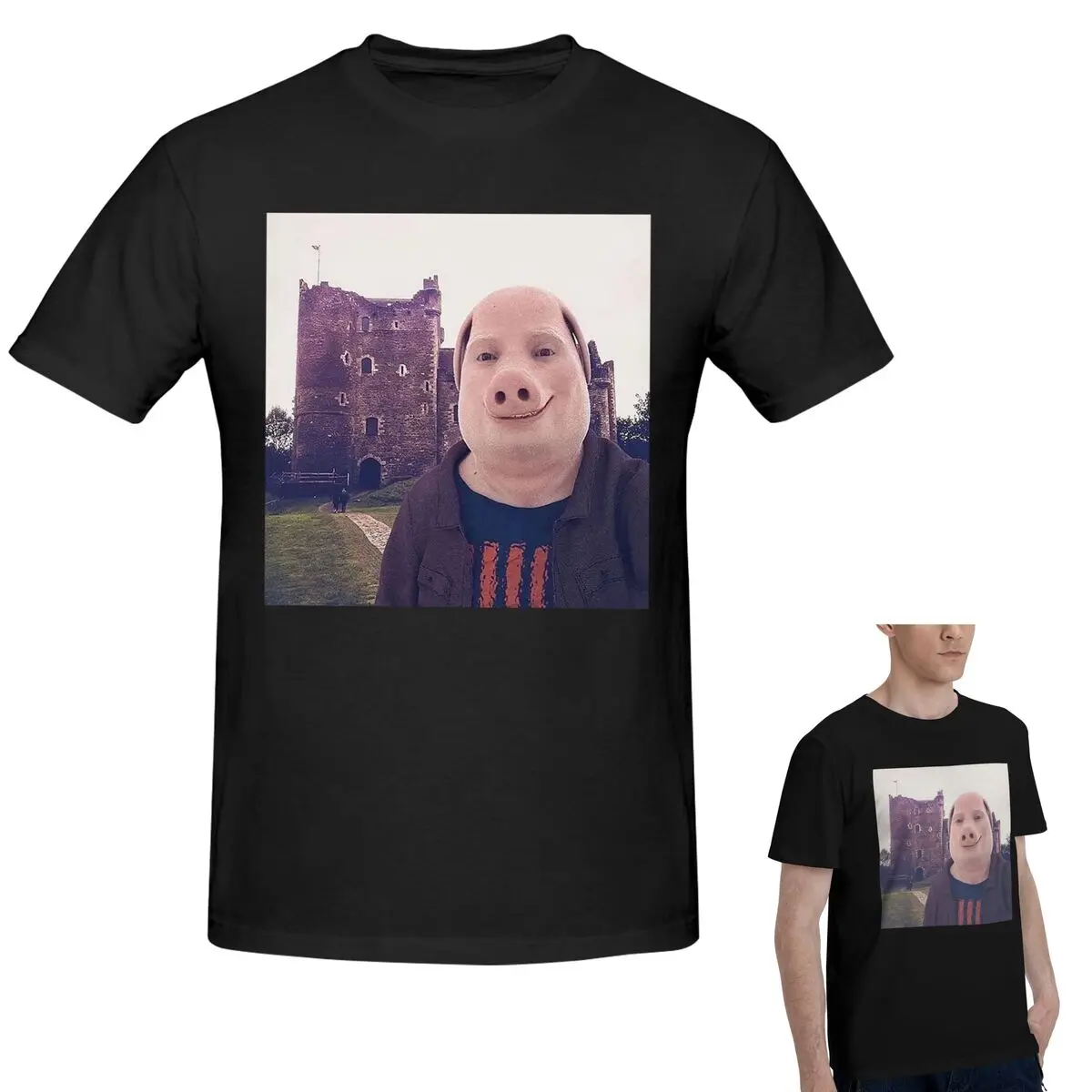 

Футболка из 100% хлопка John Pork, мужская забавная футболка большого размера, мужские летние рубашки с круглым вырезом, топы, S-6XL