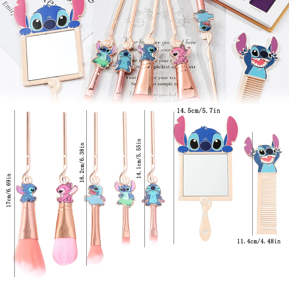 Super cute, Stitch makeup brush set, creative portable hand mirror and comb to choose from, suitable for girls' birthday parties