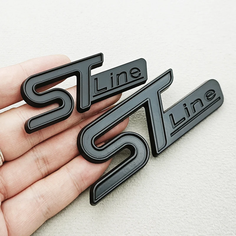 ثلاثية الأبعاد سيارة معدنية التصميم شعار STLine ST الخلفي الجذع شارة الجبهة مصبغة شعار لفورد فوكس فييستا مونديو الهروب الملحقات الخارجية #2
