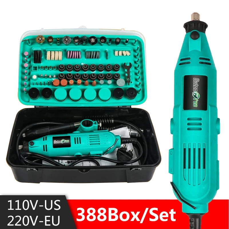 130W Power Electric Mini Drill Engraver Rotary Tool Polishing Grinder 6 Speed Dremel Engraving Pen with Accessories 388PCS/Box