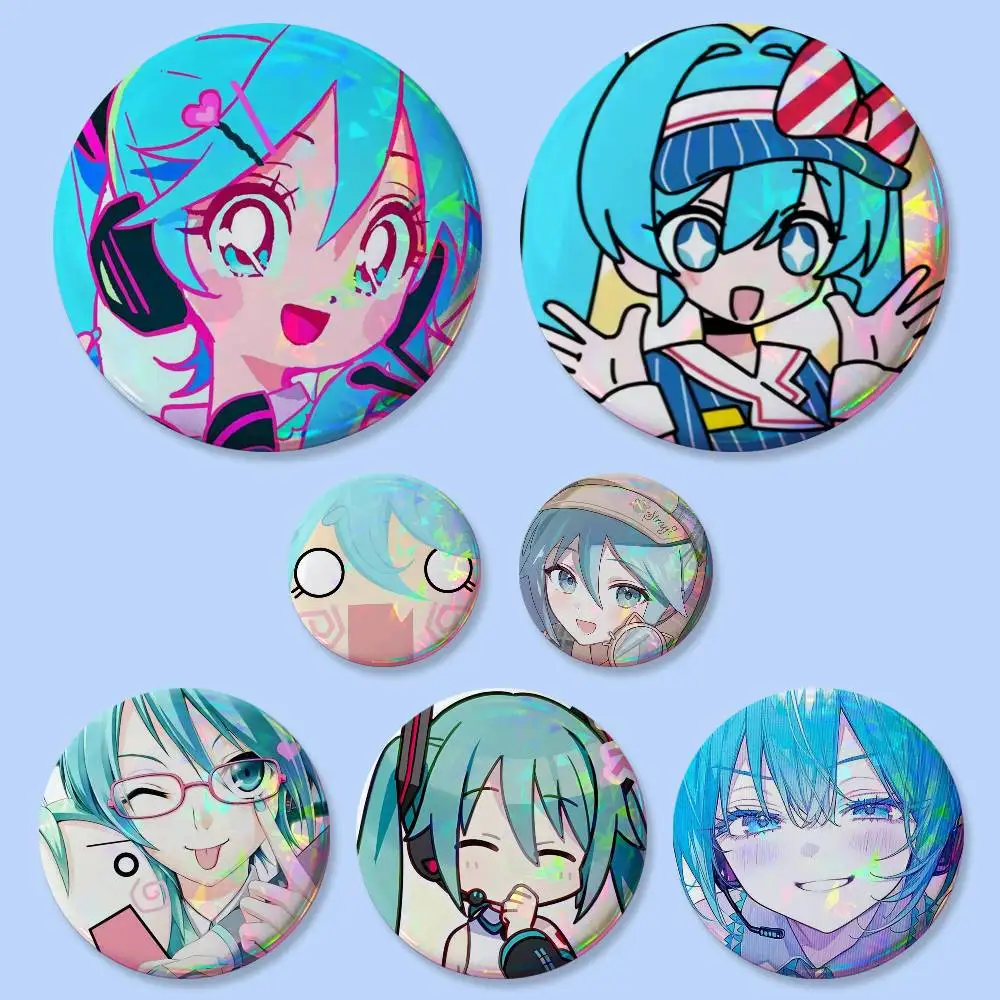 Cute M-Miku Kawaii Badges 25 32 44 58 75 Mm Round Cosplay Pin Bag Decor Fans Collect Friends Gifts Brooch Souvenir