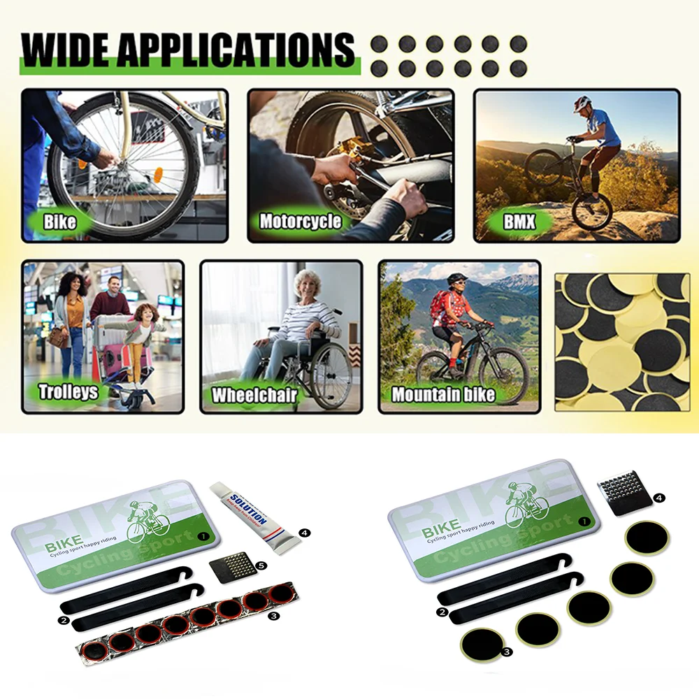 Essential Portable Tire Patch Tools Cycling Multifunctional Rubber Patch Flat Tire Repair Kits Glue Bike Tyre Tube Repair Kits