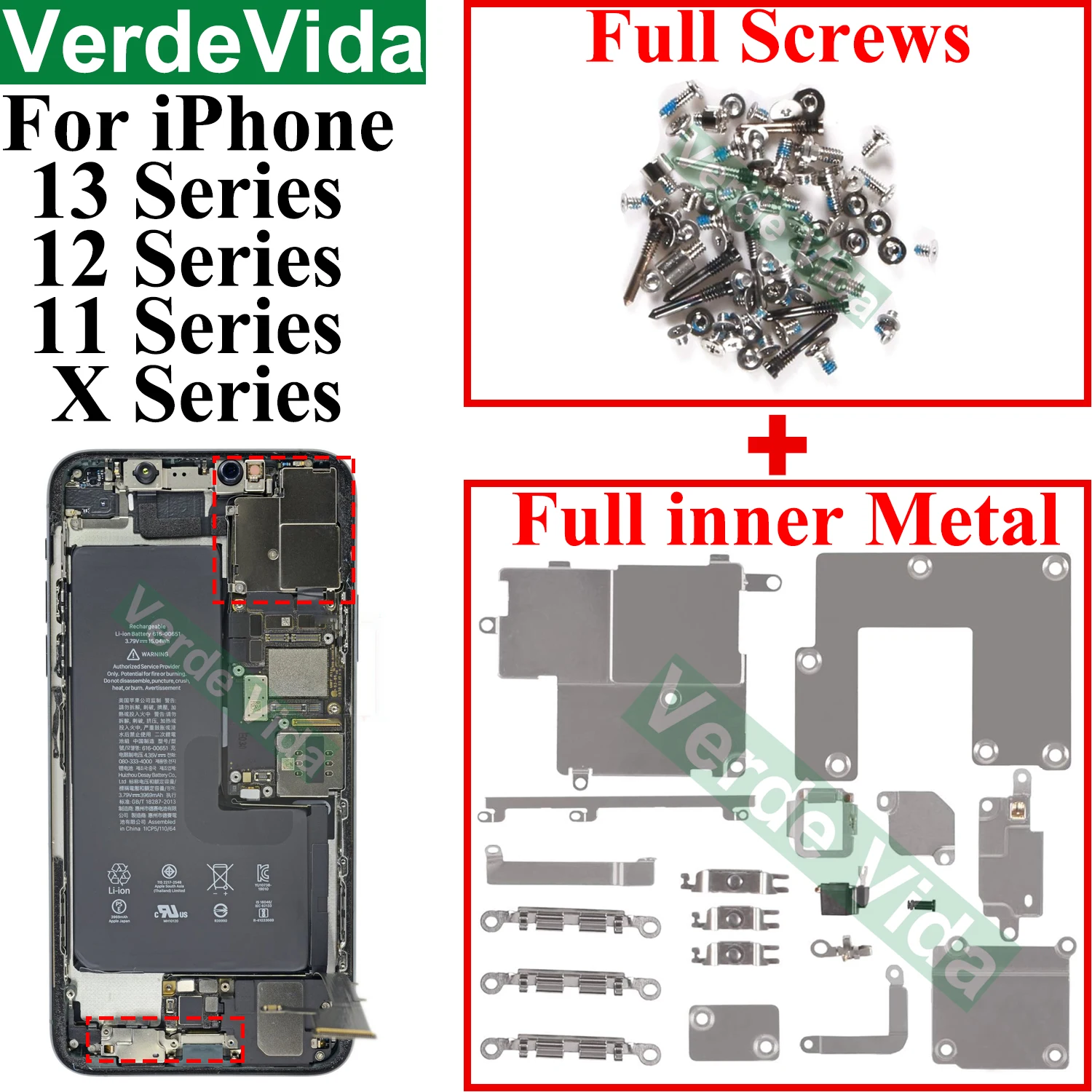 1set Full Inside Small Metal Holder Bracket Shield Plate For iPhone X XR XS 11 12 13 Pro Max Internal Full Screws Replacement