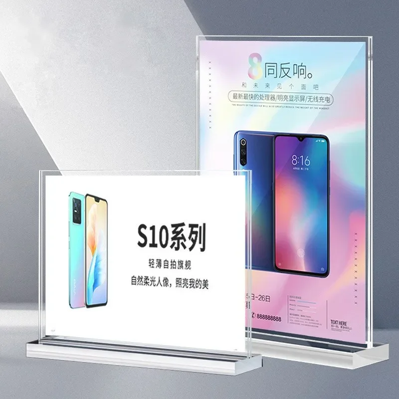 Présentoir de Menu en panneau acrylique, 2 pièces, porte-carte de Table en éponge, porte-affiche d'album, carte postale, panneau d'affichage de Menu de Restaurant