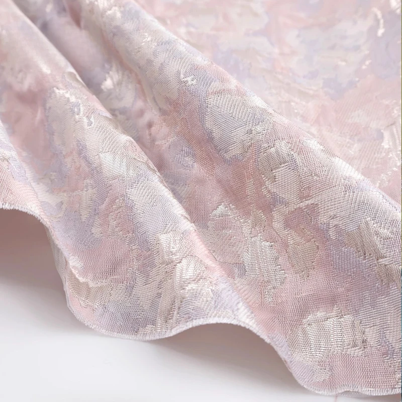 New Chinese Style Spring and Summer Light Pink Purple Relief Jacquard Ancient Style Hanfu Jacket and Formal Dress Fabric