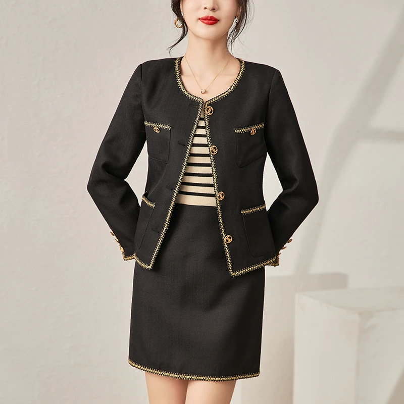 

Elegant Skirts Sets For Women 2 Pieces Autumn Long Sleeve Jacket And Mini Skirt Set Office Lady Work Wear Two Piece Sets Slim