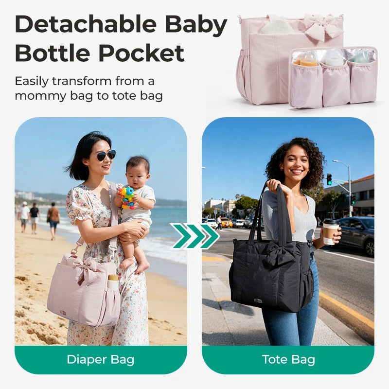 BAGSMART Baby Diaper Multifunctional Diaper Handbag with Changing Large Capacity Mommy Bag Stroller Organizer Maternity Totes