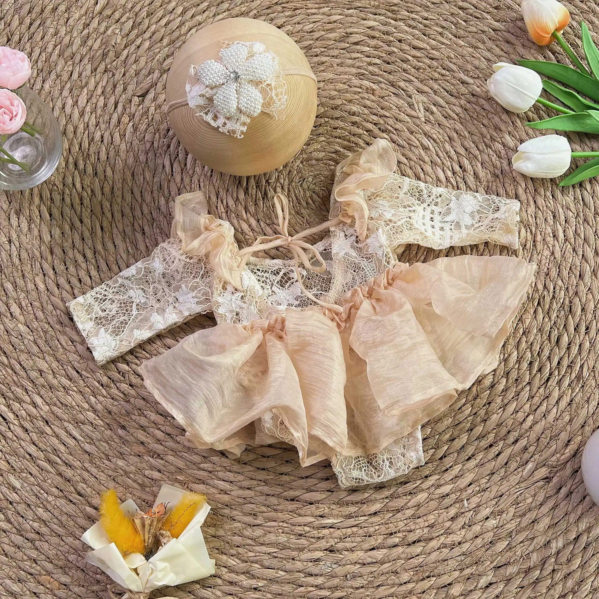 Don&Judy Newborn Girl Photo Shooting Outfits Cute Baby Lace Romper Apparel Infant Photography Props Baby Shower Memories