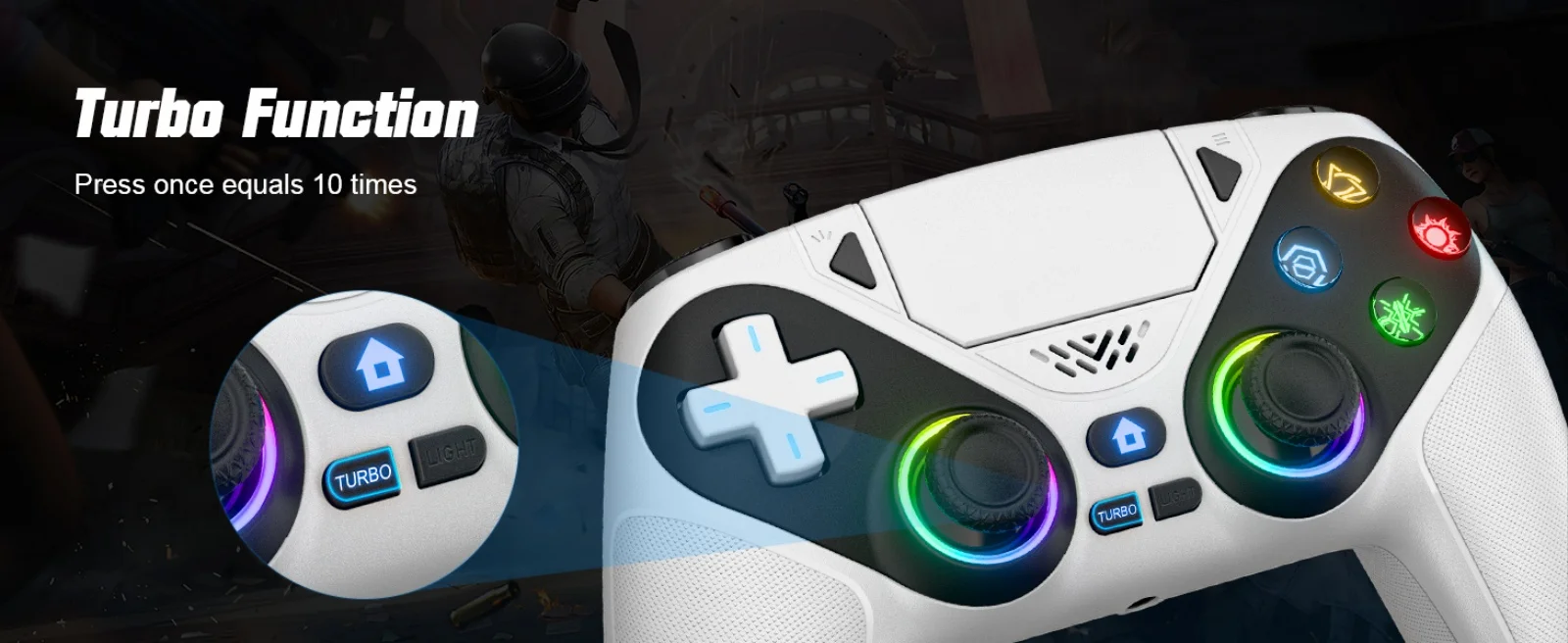 Für Playstation 5/PS5 Pro/Slim/PC RGB BT Kabelloser Controller mit Dual-Shock-Marko/Turbo-Programmfunktion, 3,5-mm-Audioanschluss, Gamepads – Detail 25