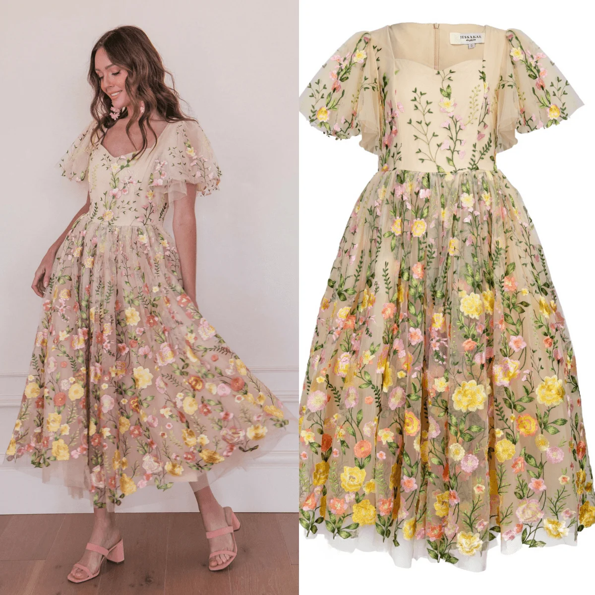 

14802#Elegant V Neck Short Sleeve Flowers Wedding Party Gowns Tea Length A-Line فساتين Mother of the Bride Dresses Plus Size