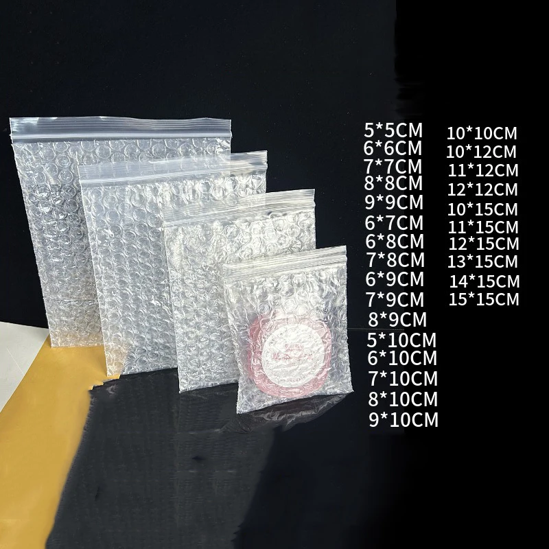 100Pcs/Lot Zipper Bubble Bag Transparent Zip Lock Bubble Envelope Jewelry Packaging Bags Mini Gift Bag Clear Plastic Envelopes