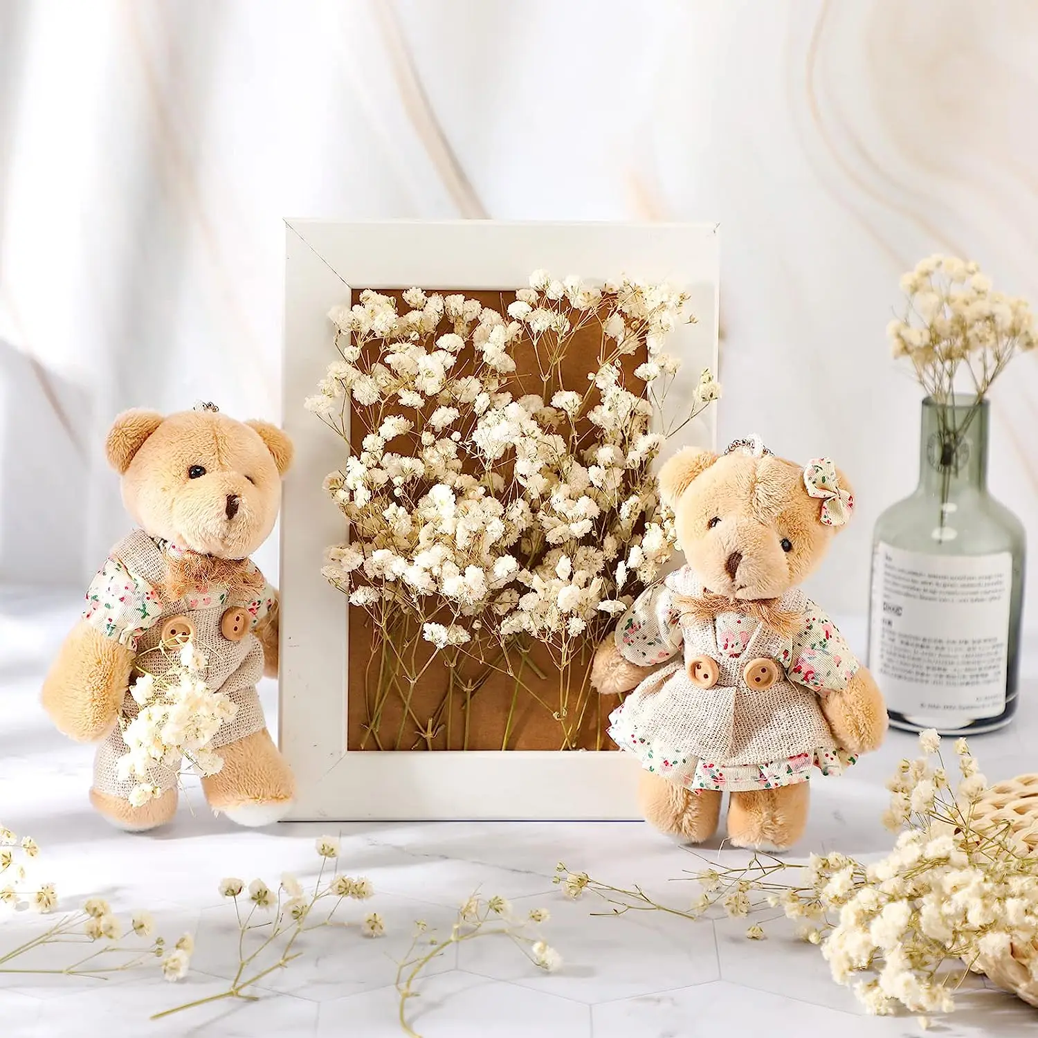 Mini Dried Baby Breath Flower Gypsophila Ivory Natural Flowers for Vase Wedding Home Office Party Garden Card Making Decor