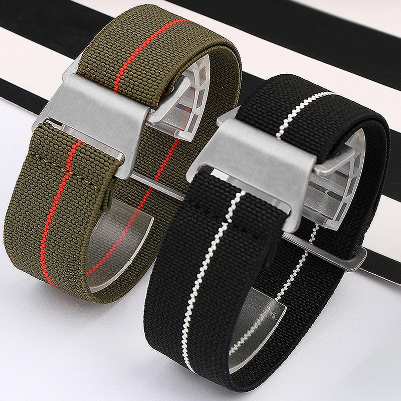 Elastic Nylon Band for Seiko for Rolex for OEMGA for Tudor Watch Sport Bracelet Parachute Watch Strap18mm 20mm 22mm Width