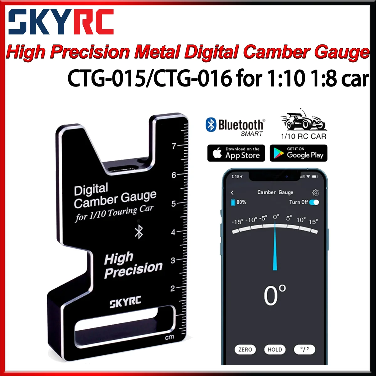 

SKYRC CTG-015 /016 Digital Camber Gauge With Bluetoth High Prcision Adjustment Alignment for 1/10 1/8 RC Touring Car Racing Car