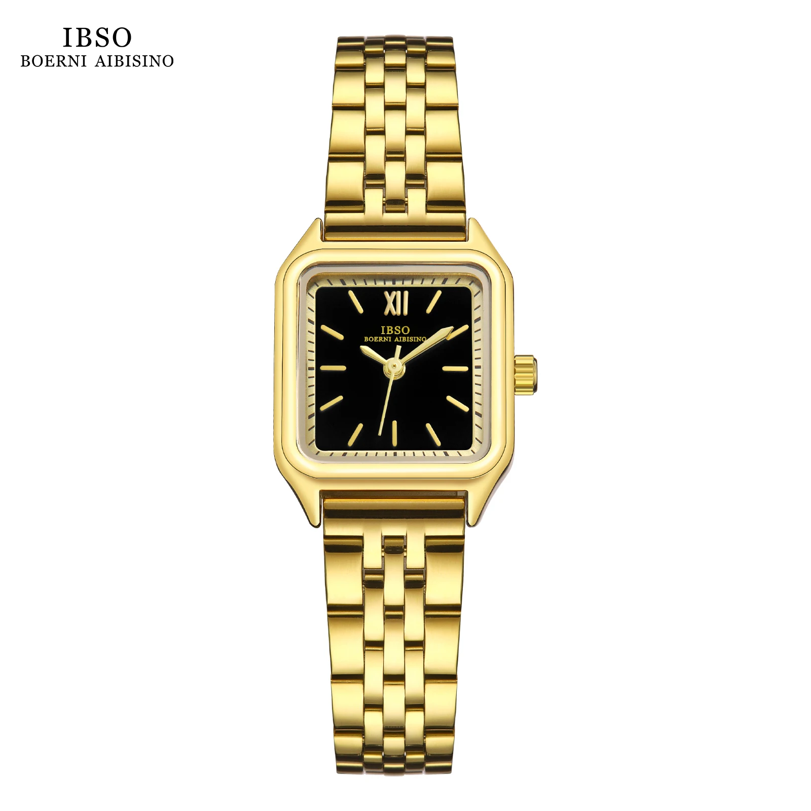 IBSO 2023 New Women Luxury Style Quartz Watches Square Face Stainless Steel Strap Waterproof Dial Waterproof 30 Quartz S9680L