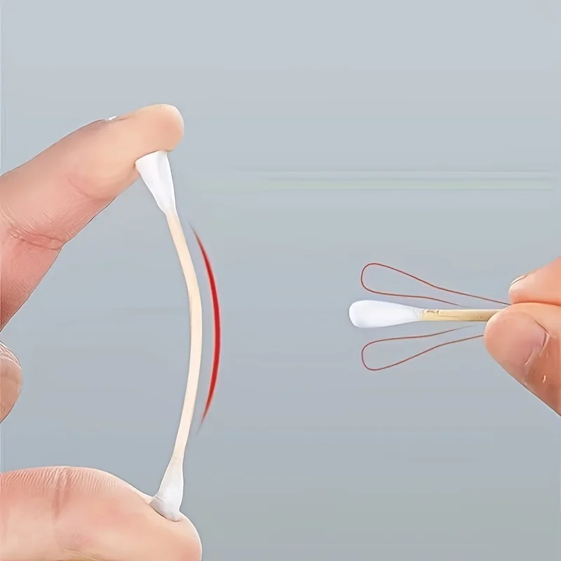 500 عصي من الخيزران برأسين - مستديرة واحدة وواحدة مدببة وغير معطرة لمستحضرات التجميل التي تستخدم لمرة واحدة وتنظيف الأذن، أدوات العناية بالبشرة #4