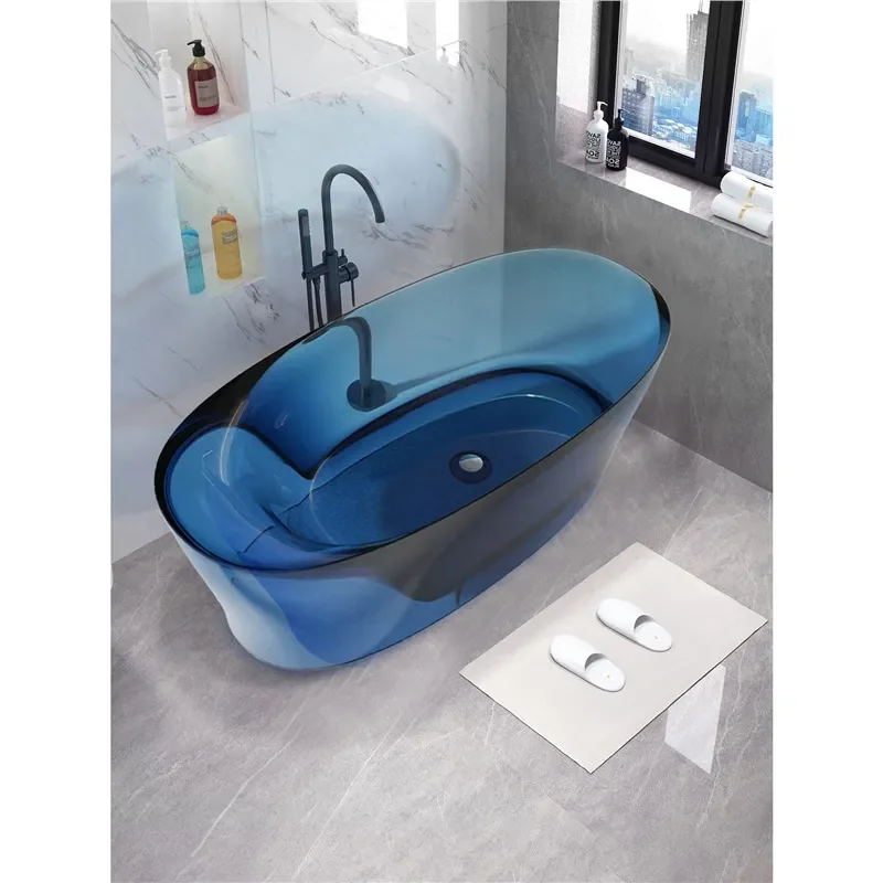 for Color Crystal Cylinder Transparent Resin Bathtub Adult Home Lying Concubine Tub Upscale Five Star Hotel
