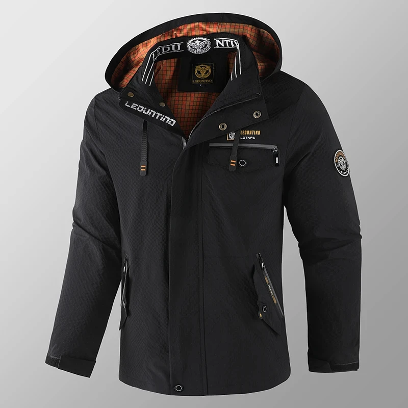 

Мужская повседневная модная трендовая однотонная толстовка с несколькими карманами, ветрозащитная водонепроницаемая рабочая куртка на молнии для кемпинга на открытом воздухе