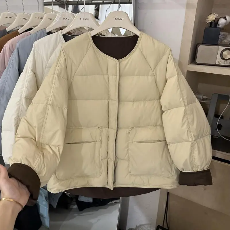 

Новая женская зимняя куртка на хлопковой подкладке с воротником-стойкой, сохраняющее тепло пальто, модные ленивые свободные топы, утепленная трендовая короткая куртка-пуховик