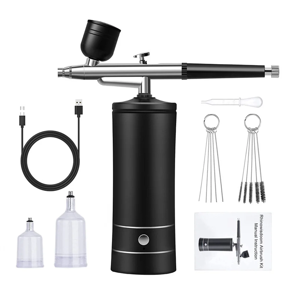 Portable Rechargeable Wireless Airbrush With Compressor Single Action Spray Gun For Face Beauty Nail Art Tattoo Craft Cake Paint