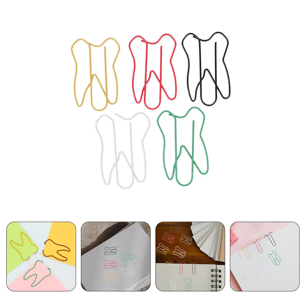 

60 Pcs Teeth Modeling Paper Clip Detachable Pen Decorative Clips Small Clipboard Function Bookmarks Cute Page Marker Office