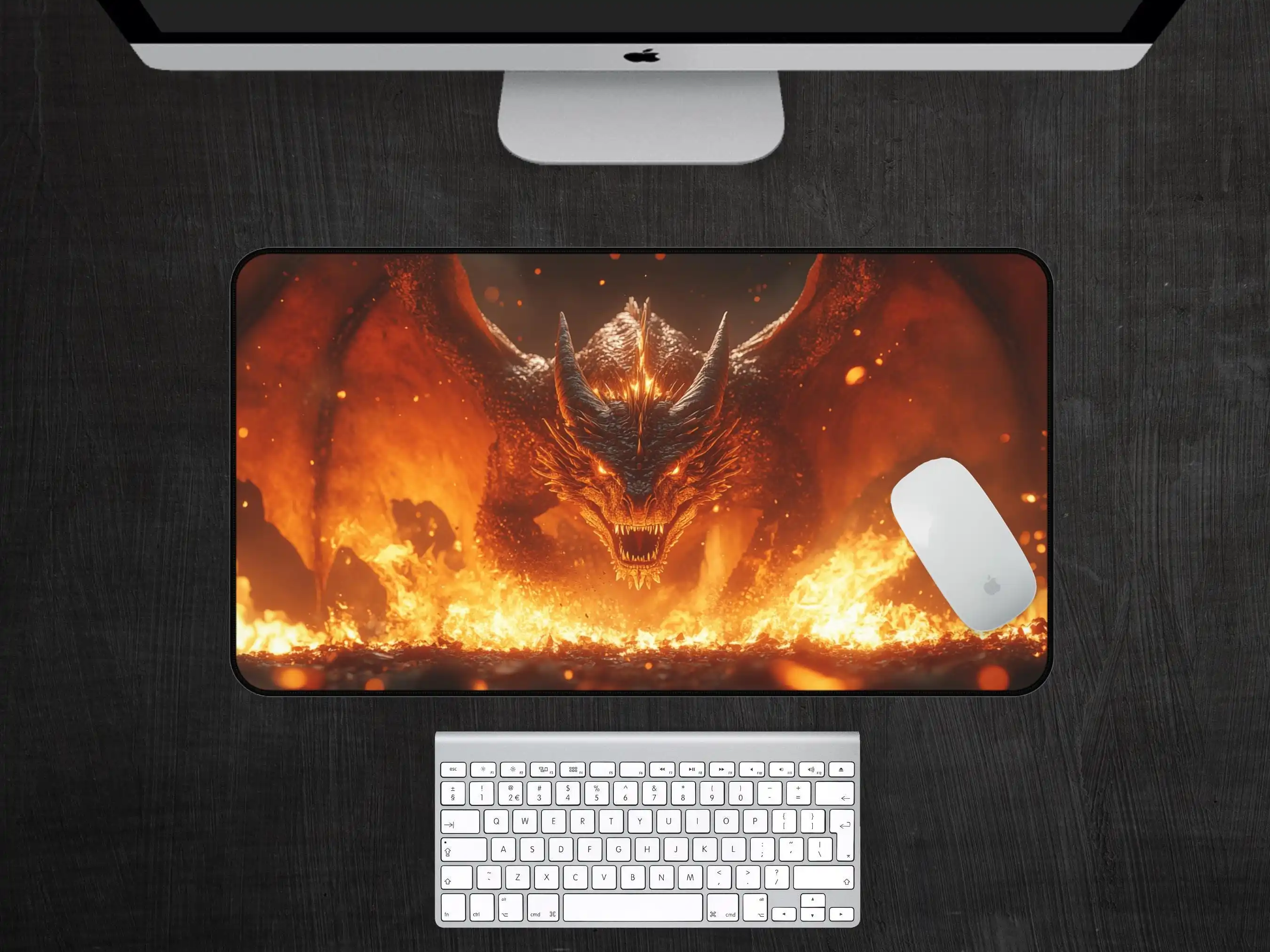 Fire Dragon Desk Mat,non-slip and Waterproof Gaming Mousepad,office and Gaming Desk Decorative Mat,the Perfect Gift for Friends.