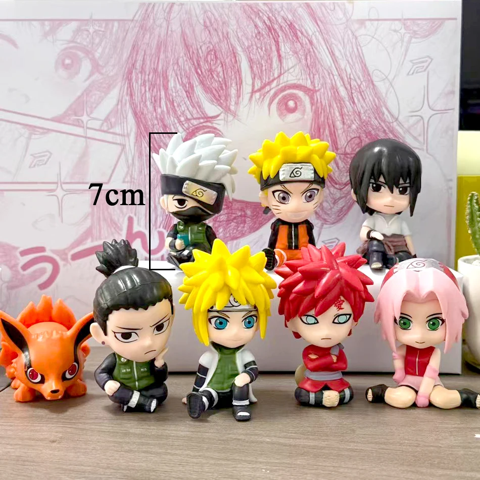 8pcs Set Anime Naruto Figure Kakashi Sasuke Uchiha Itachi Gaara Haruno Sakura Action Figural Q Version PVC Model Kids Toys Gift