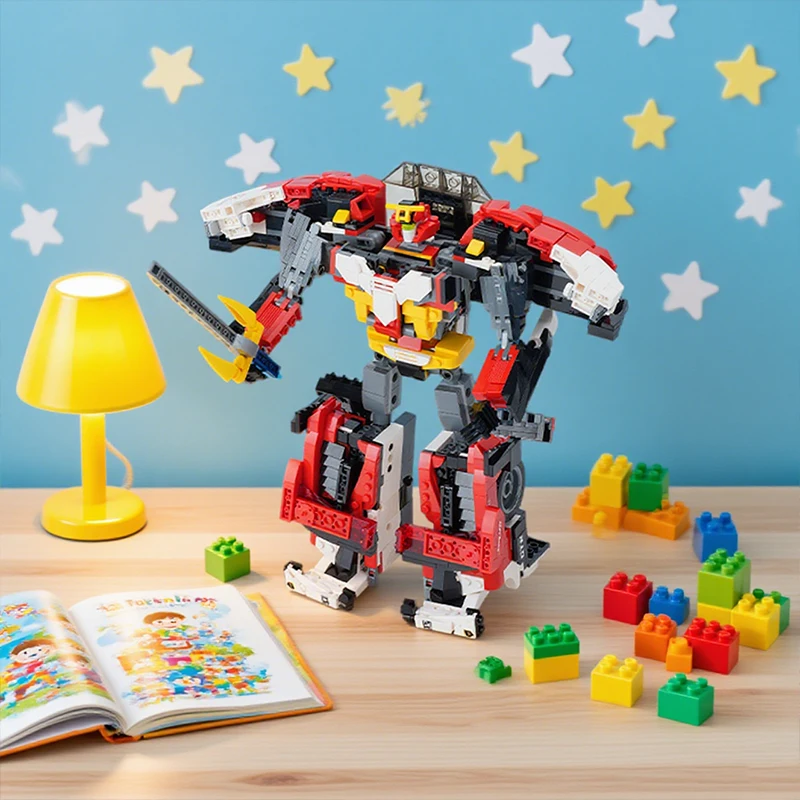 Nuovo robot giocattolo auto che trasforma blocchi di costruzione ornamenti regali per ragazzi assemblaggio creativo modello di auto robot fantastico regali di festa di Natale