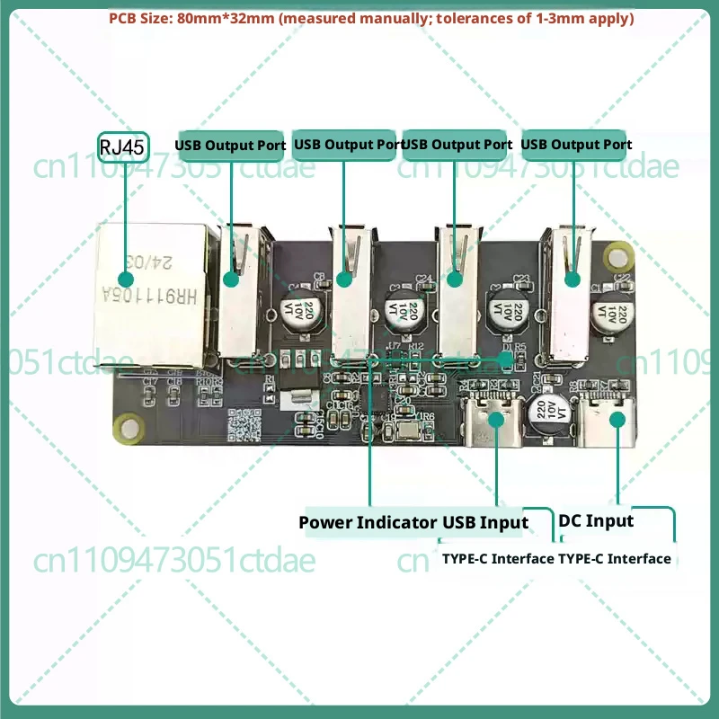 1-2pcs For CH339F Module USB HUB Expander 4 USB Port + 1 RJ45 100M Ethernet USB To Network Development Verification Board