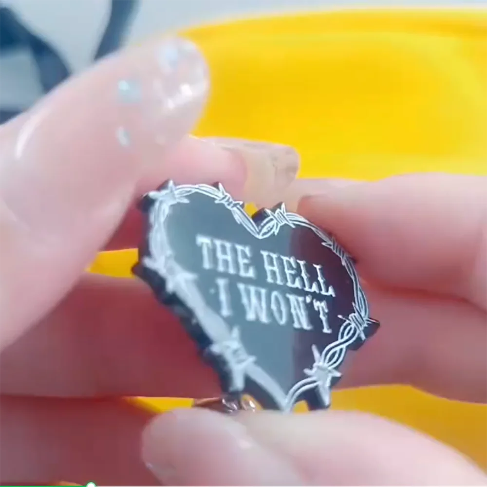 The Hell I Won't  enamel Pin Modern Trendy Cowgirl Brooch black heart-shaped Tattoo Flash TV show quote Fans Gift Badge accessor