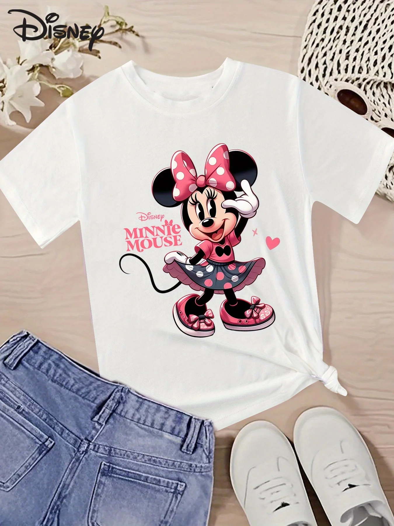 

2025 New Disney Printed Children's Street Fashion Trend Short Sleeve Pure Cotton Round Neck T-shirt