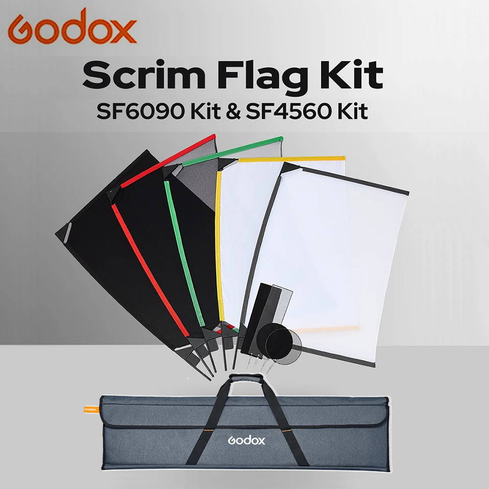 

Godox SF4560 SF6090 PortableScrim Flag Kit Light Modifying Frame Diffuser Reflector Set for Photography Videography Film-making