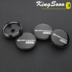 4PCS Rim Cap 60mm OD / 55mm Clip Wheel Center Cap SSR Emblem Sticker Wheel Cover Hub Cap Black & Silver