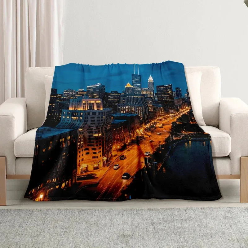 

UJF03Фланелевое одеяло, увеличивающее ночное время Majestic Chicago Skyline заставляет специальный выбор подарка 5Ln&