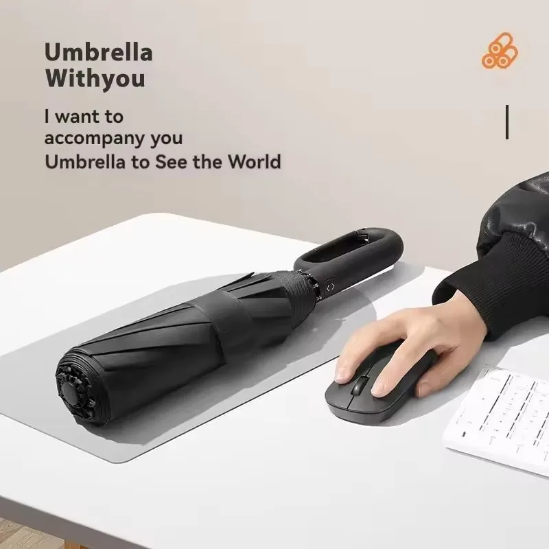 Fully Automatic Umbrella for Men And Women with Ring Buckle Design Large Rib Strong Sunshade Double Umbrella Folding Compact