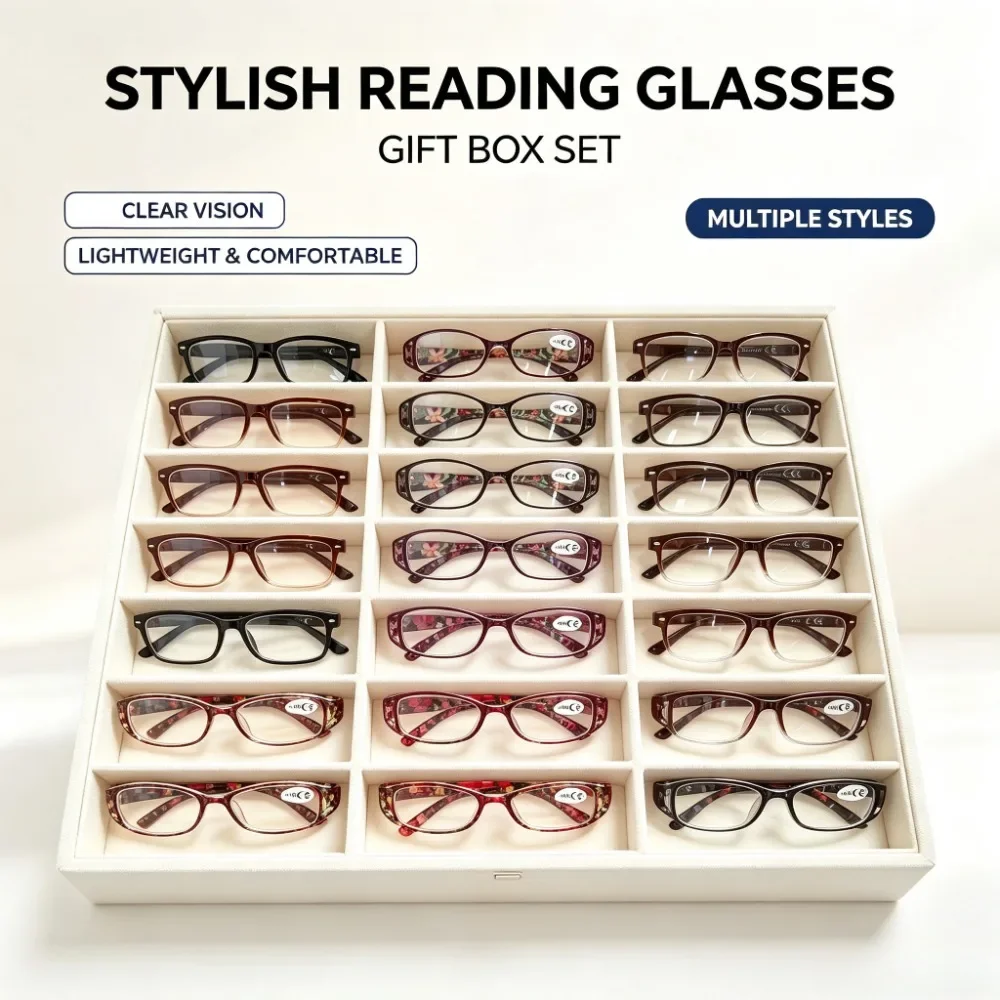 20 Pairs of Assorted Fashion Readers, Ultra-light Reading Glasses, Multi-shaped Reading Glasses for Daily Reading, Work and Travel, Random Colors for Christmas and Halloween Gifts