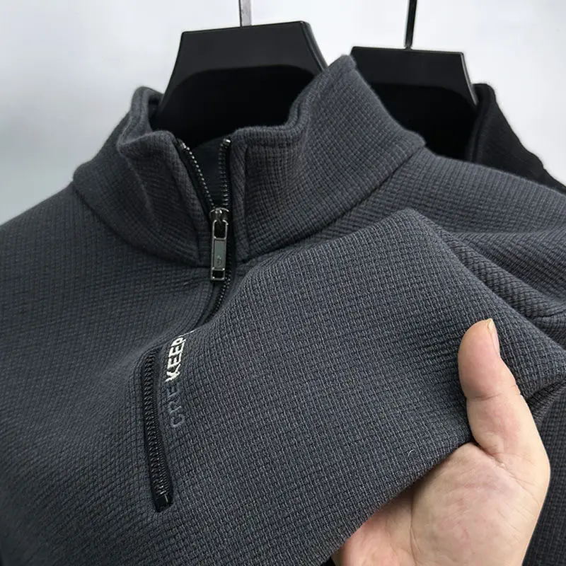 

Men's Thiened Fce Lined Hoodie Long Sve Casual Top Stand Collar Sweatirt Autumn Winter plus Size Streetwear Brand