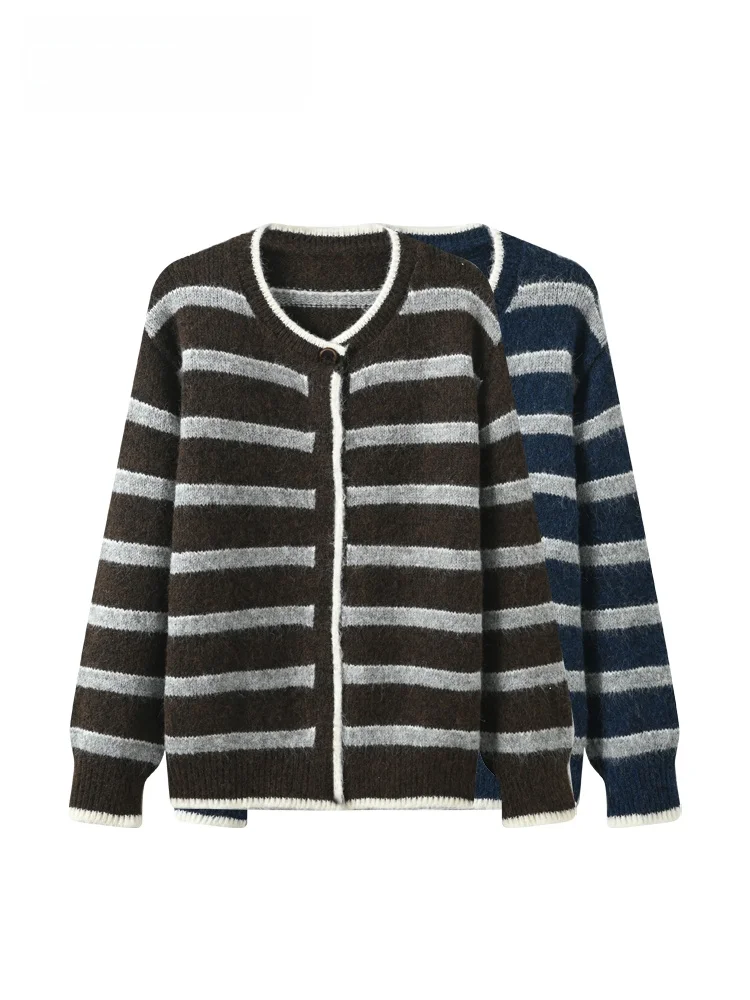 

plus Size Women's round Ne Long Sve Sweater Casual Striped Top Spring Faionable Comfortable Breathable Elastic Fiber