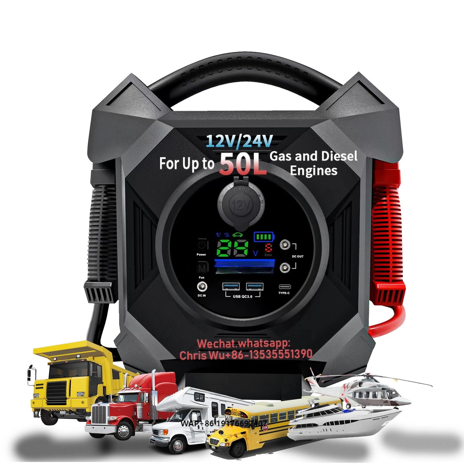 

Portable Jump Starter Kit Power Bank 18000A to Jump Start a Flat Battery on a Car Motorbike Boat for IVECO Truck