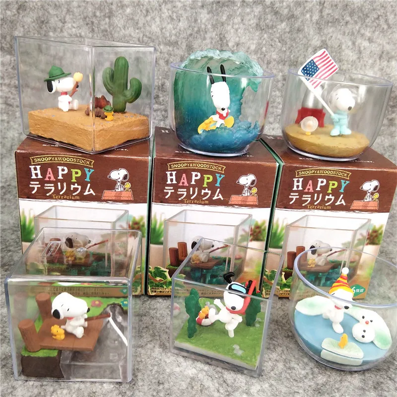 Anime Figures Snoopy Pleasant Holiday Miniature Tourism Scene Blind Box Toy Model Collection Ornament Birthday Gifts image 3