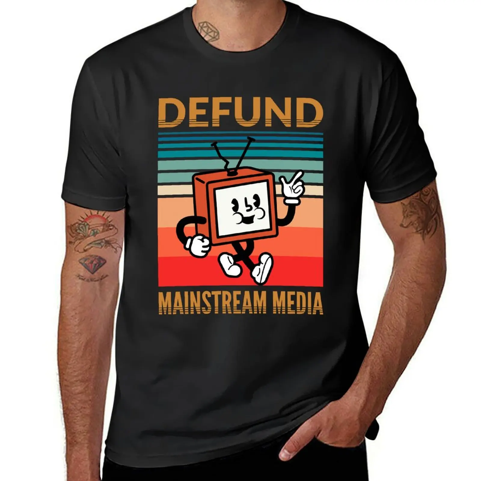 Lover Gift Defund Fake News Stop The Propaganda Awesome For Music Fan T-Shirt graphics clothes for men