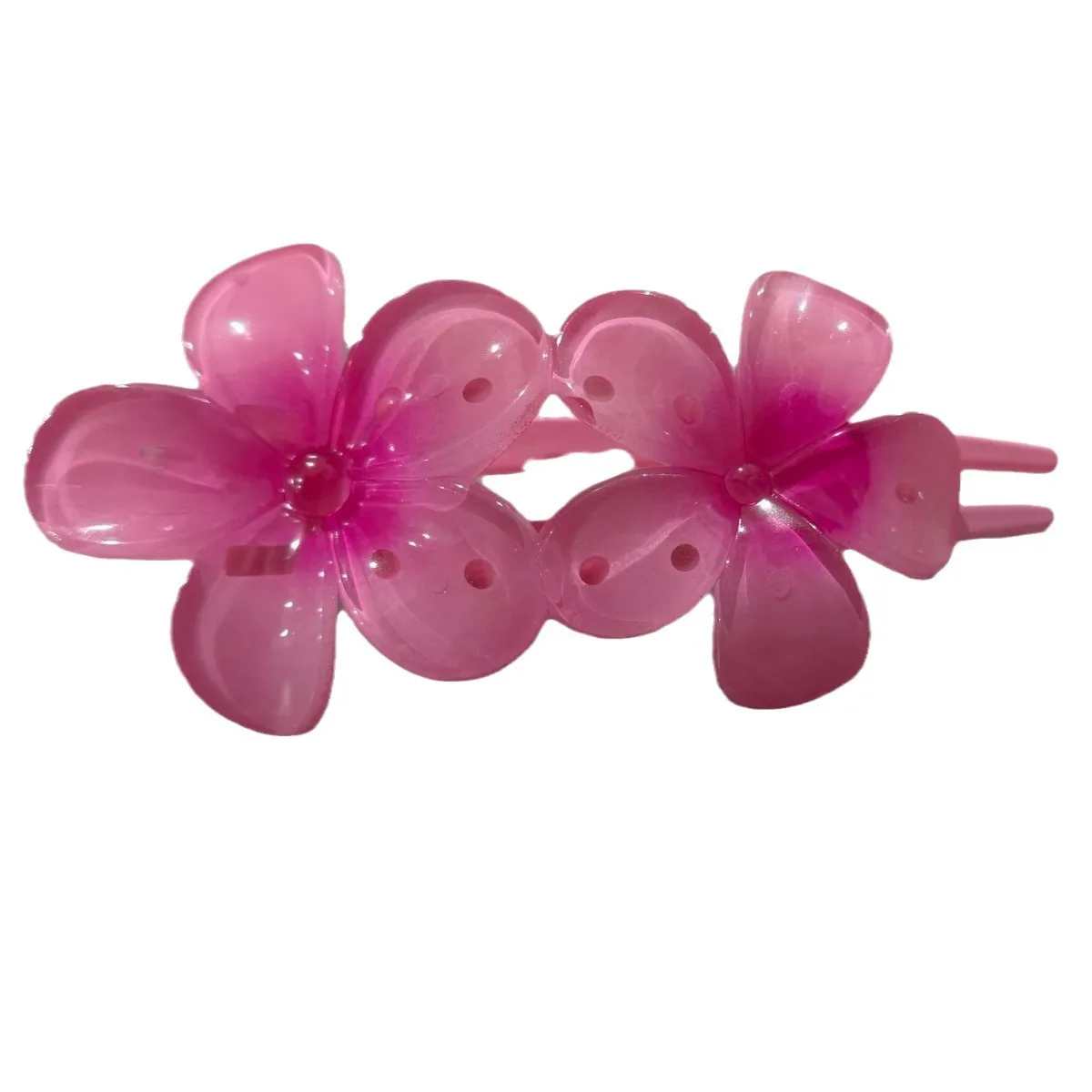 Sweet Gradient Plumeria Flower Hair Clips For Women Girls Egg Flower Duckbill Clip Barrette Hairpins Hawaiian Party Accessories