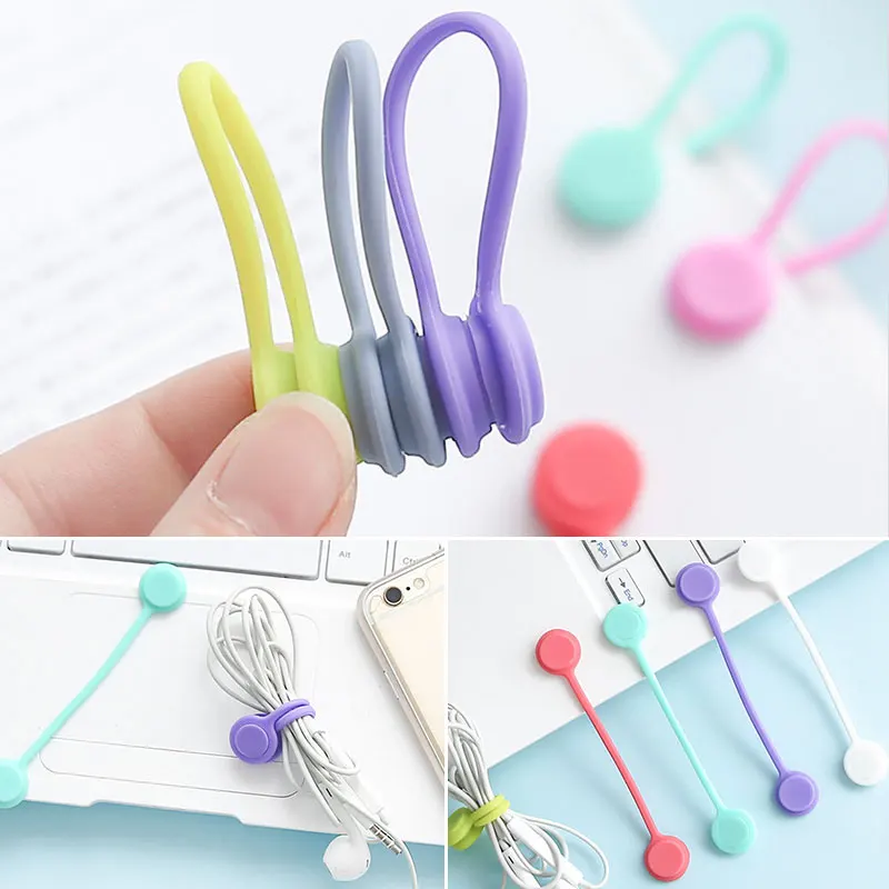 

Cable Winder Cord USB Wire Ties Earphone Cable Ptotector Storage Holder Headphones Silicone Cable Organizer Magnetic Attraction