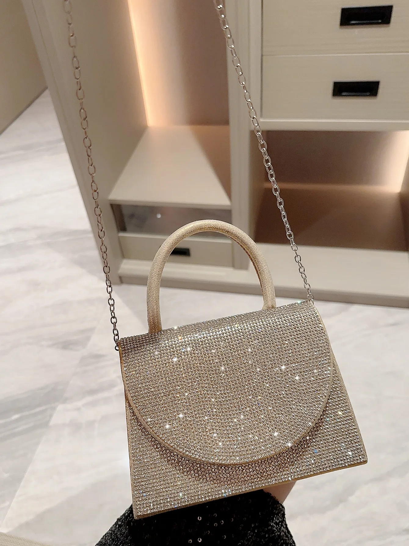 Women\'s Pleated Design Sparkling Evening Bag Flap Dress Bag Evening Bag Party Bag Prom Bag Wedding Bag Clutch Bag