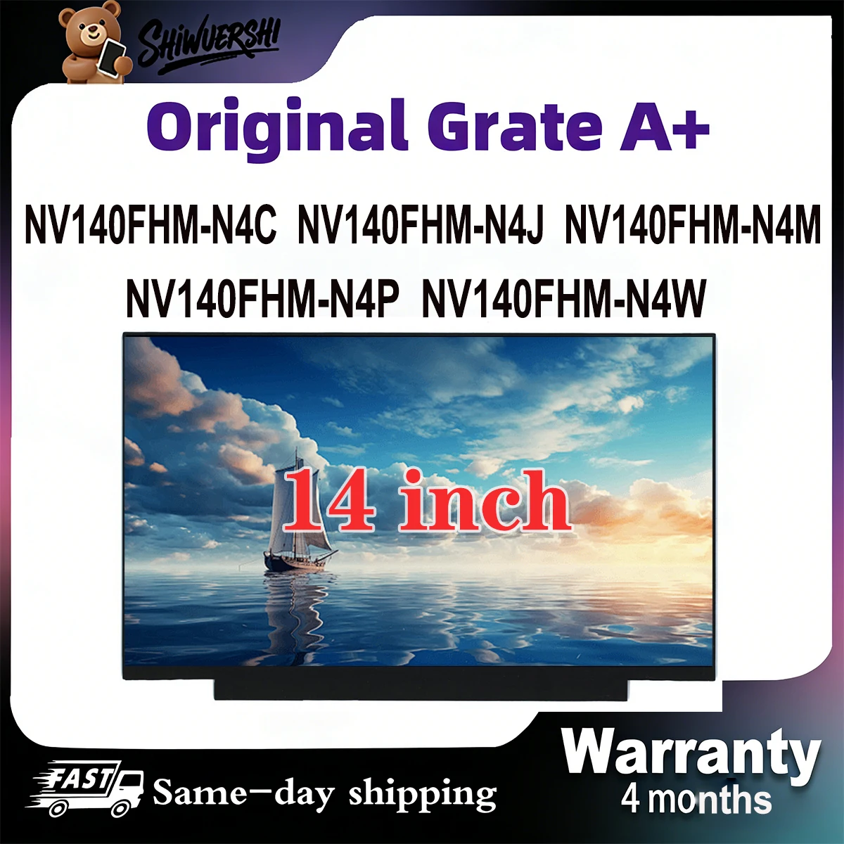 

Original New A+ 14 inch Slim Laptop Lcd Screen Panel NV140FHM N4C NV140FHM N4J NV140FHM N4M NV140FHM N4P NV140FHM N4W